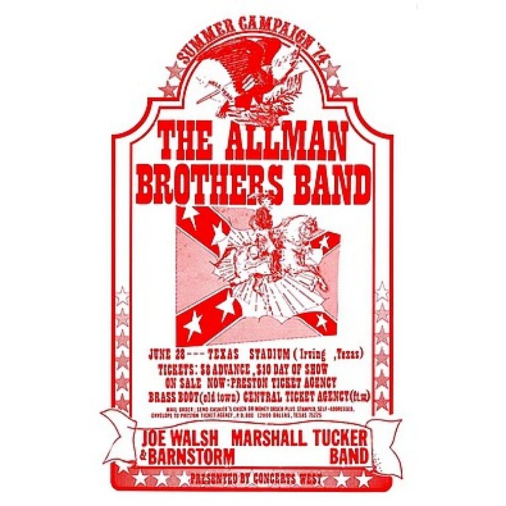 The Allman Brothers Band 1974 Concert Poster 13"x19"